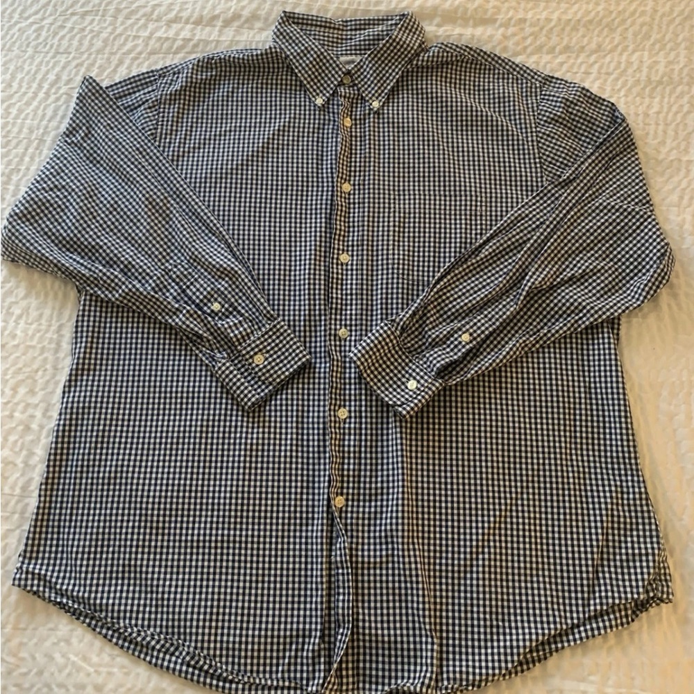 BROOKS BROTHERS blue and white checkered button up men’s dress shirt XXL